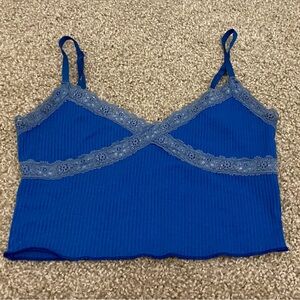 Royal blue lace crop top